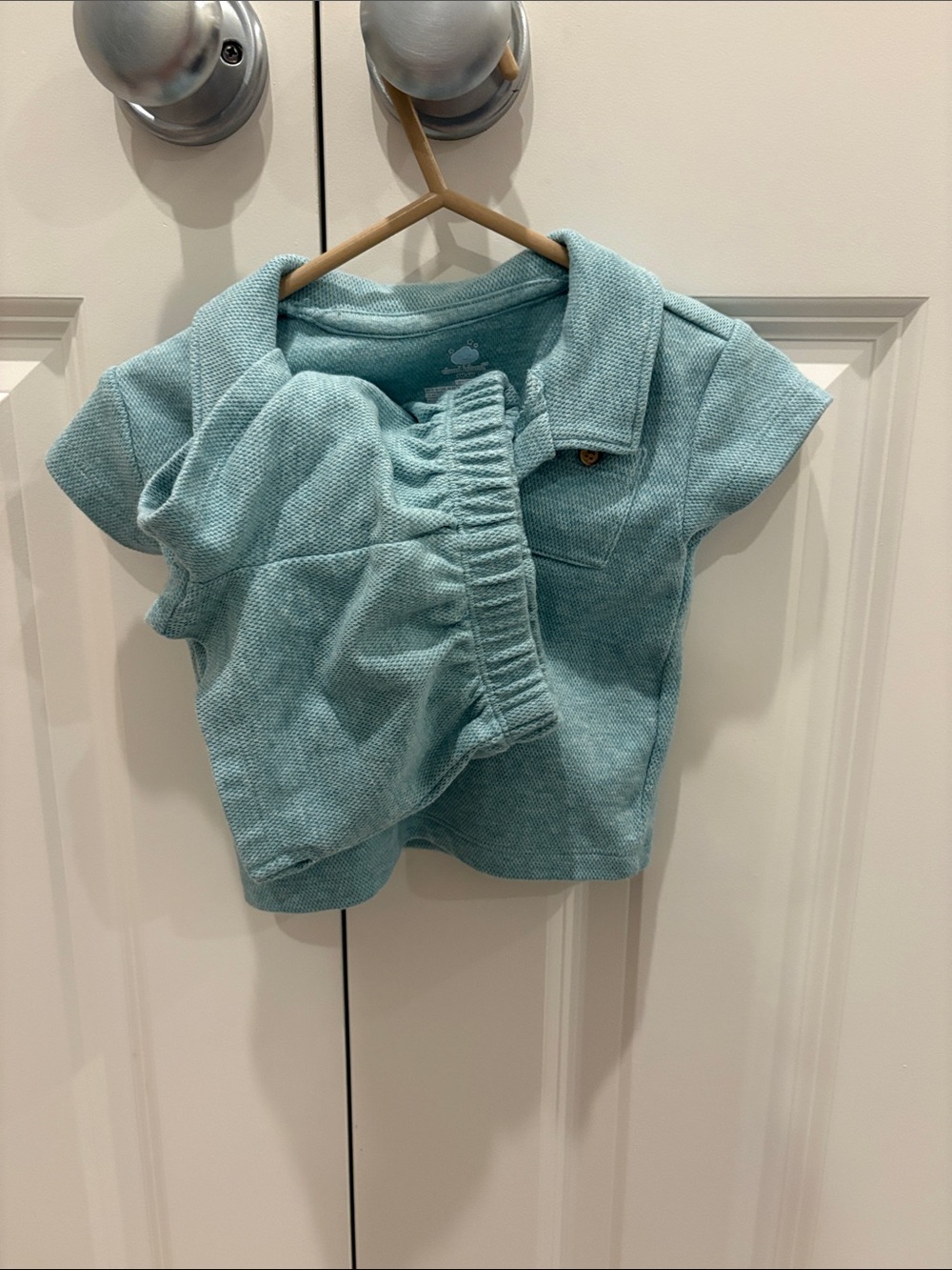cloud island Short Sleeve Polo Top & Short Set in Light Teal